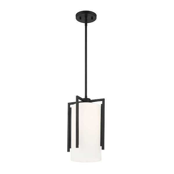 Designers Fountain Cambria 60 Watt 1 Light Matte Black Pendant with Etched Opal Glass Shade D258M-9P-MB - main